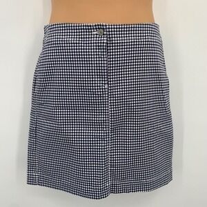 Talbots Blue & White Gingham Flat Front Stretch Women's Denim Skirt Size‎ 10 P